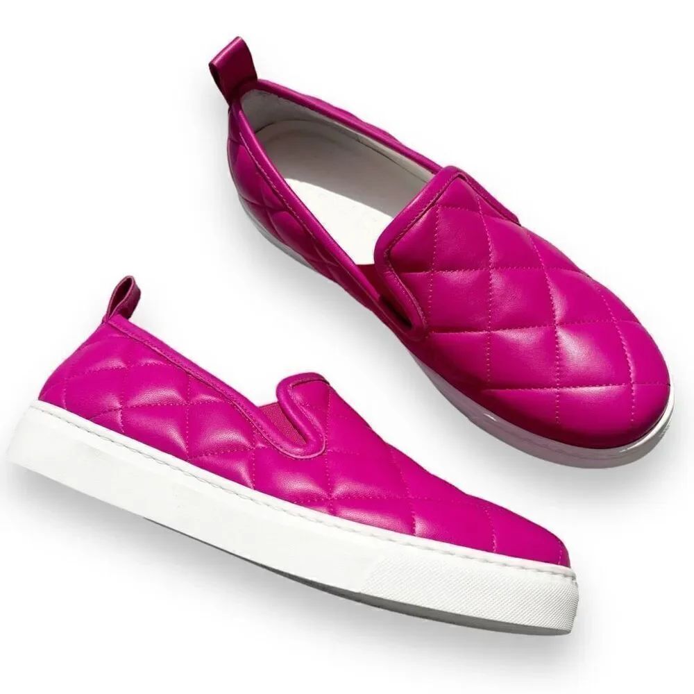 M. Gemi The Maddalena Magenta Pink Quilted Leather Slip-On Sneaker Women’s 38.5